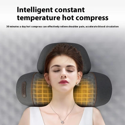 Electric Cervical Massage Pillow – Heated Vibration Neck Traction Memory Foam Support for Sleep & Spine Relaxation
