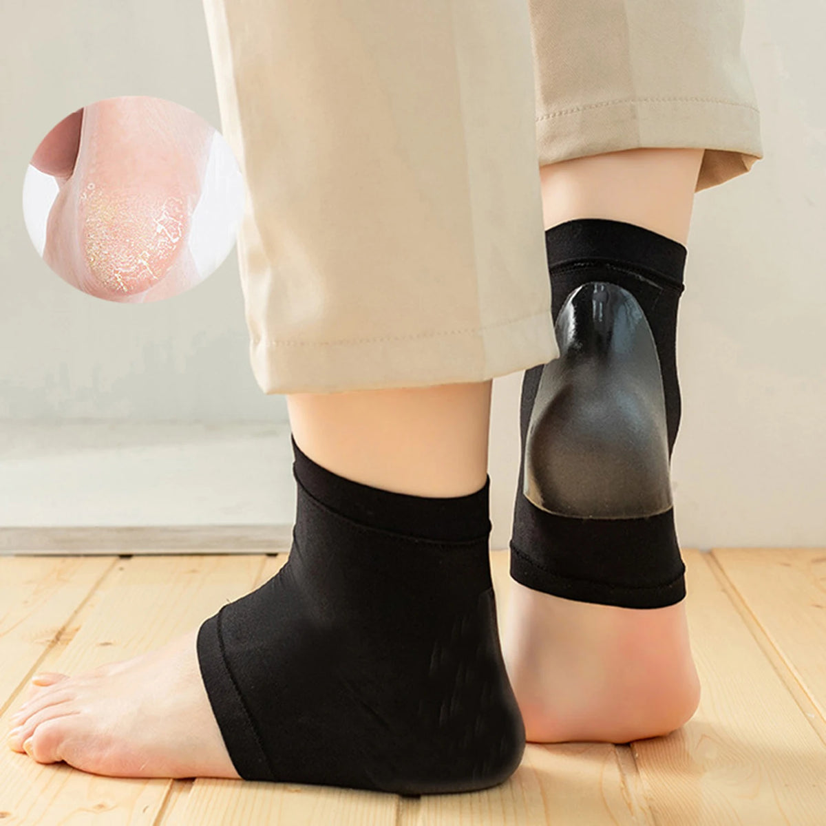 Silicone Heel Protector Socks - Gel Heel Pads for Plantar Support, Cracked Skin Care & Foot Comfort