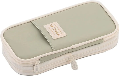 Cute Macaron Canvas Pencil Case - Large Capacity Double-Layer Kawaii School Stationery Pouch for Girls & Kids