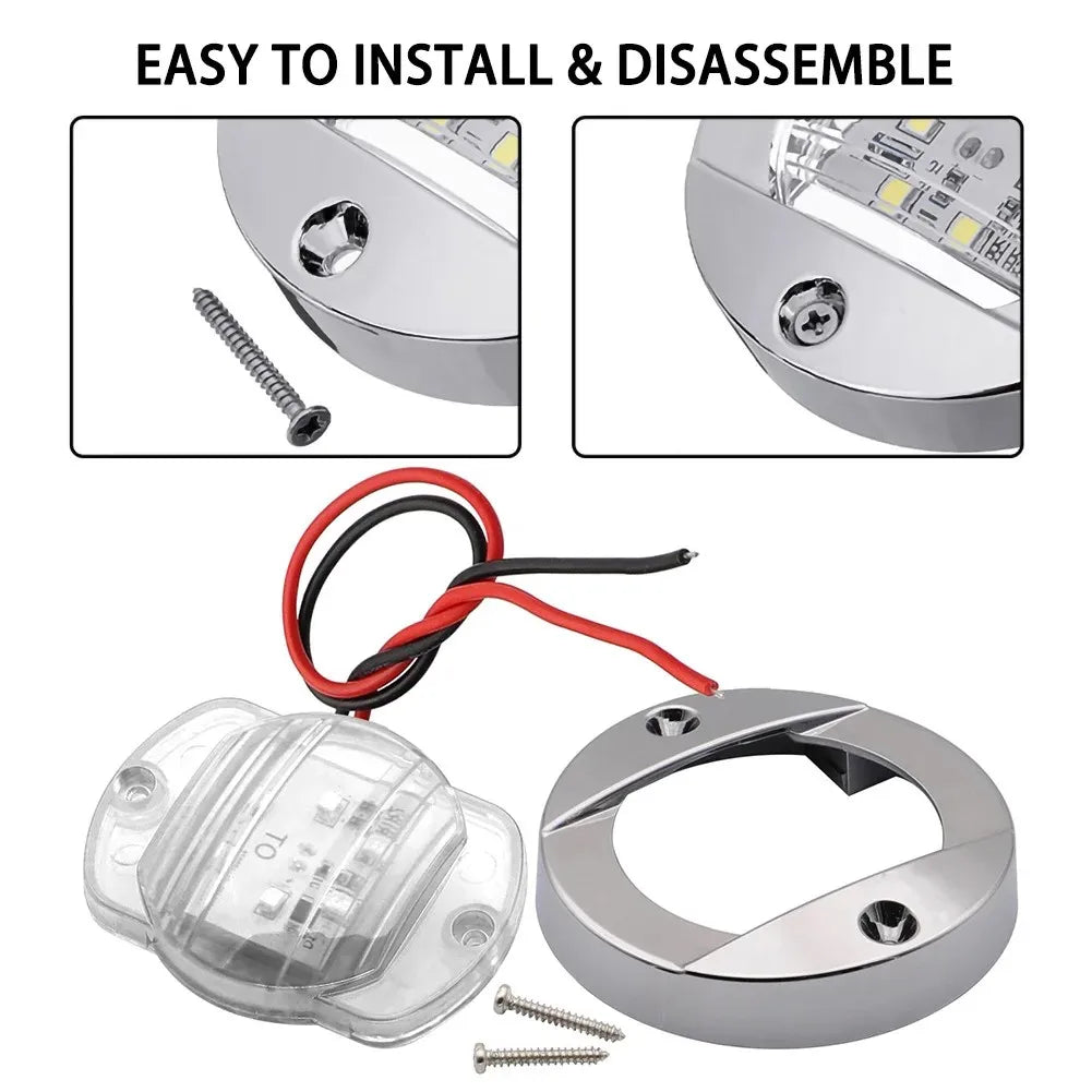 Blue & White Marine LED Deck Courtesy Lights – Waterproof Stern Transom Boat Lamps (1-4pcs)