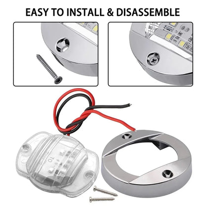 Blue & White Marine LED Deck Courtesy Lights – Waterproof Stern Transom Boat Lamps (1-4pcs)