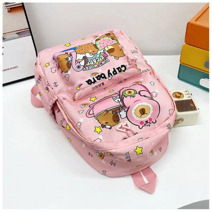 Cute Capybara Backpack | Large Capacity, Breathable Nylon Schoolbag for Students, Women & Girls, Ultra-Light Book Bag
