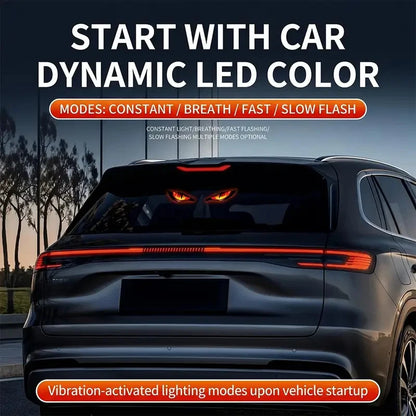 Solar Powered Car Neon Light - Wireless Demon Eye LED Ambient Lamp with USB Rechargeable Breathing Light