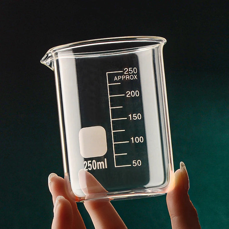 High Borosilicate Glass Measuring Cup – Clear Scale Laboratory Beaker, Kitchen & Baking Measuring Cup (50-1000ml)