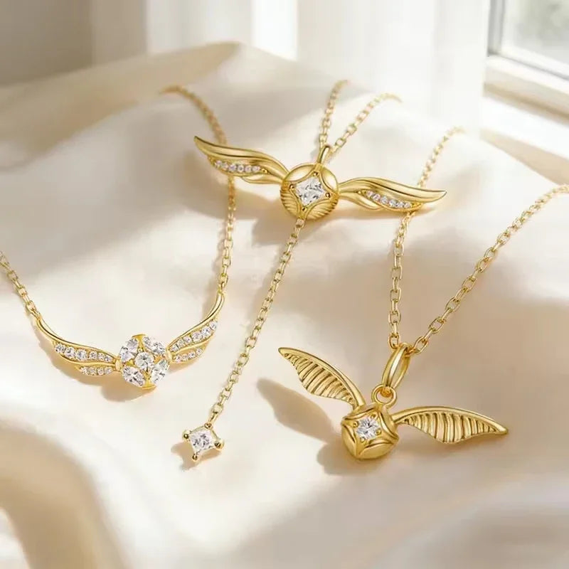 Harry Potter Golden Snitch Time-Turner Hourglass - 360° Rotatable Cosplay Pendant and Wizard Fan Gift