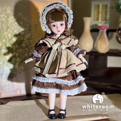 30cm 1/6 BJD Ball Jointed Doll – Starry Gray Eyes with Lolita Fashion Dress, DIY Toy Gift for Girls