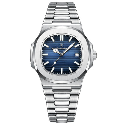 POEDAGAR Luxury Men's Sports Watch — Waterproof Luminous Quartz Wristwatch with Square Dial & Date
