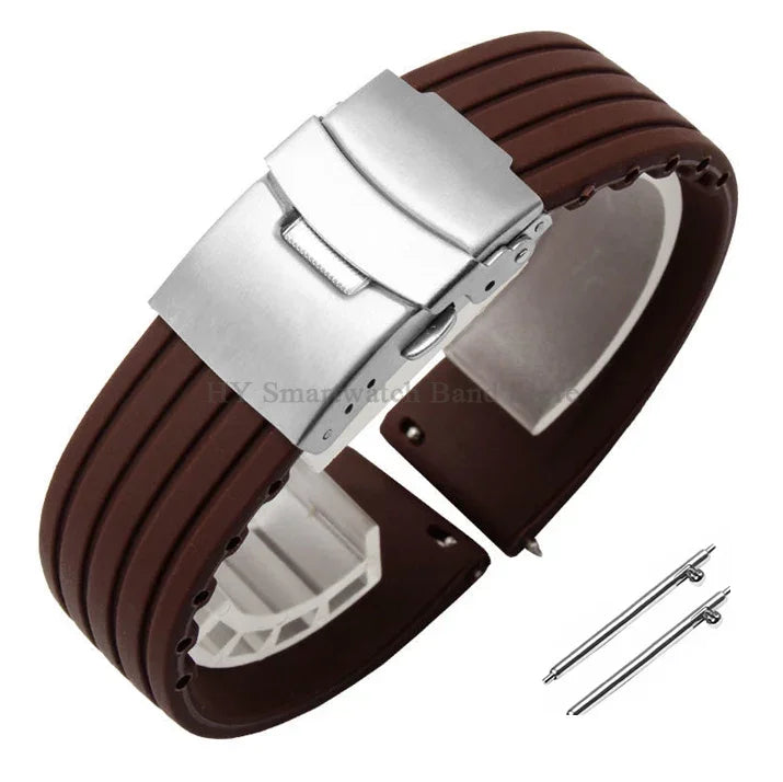Quick Release Silicone Watch Strap 18–24mm – Sport Rubber Band for Huawei Watch GT2/3/4, Omega, Seiko, Fossil