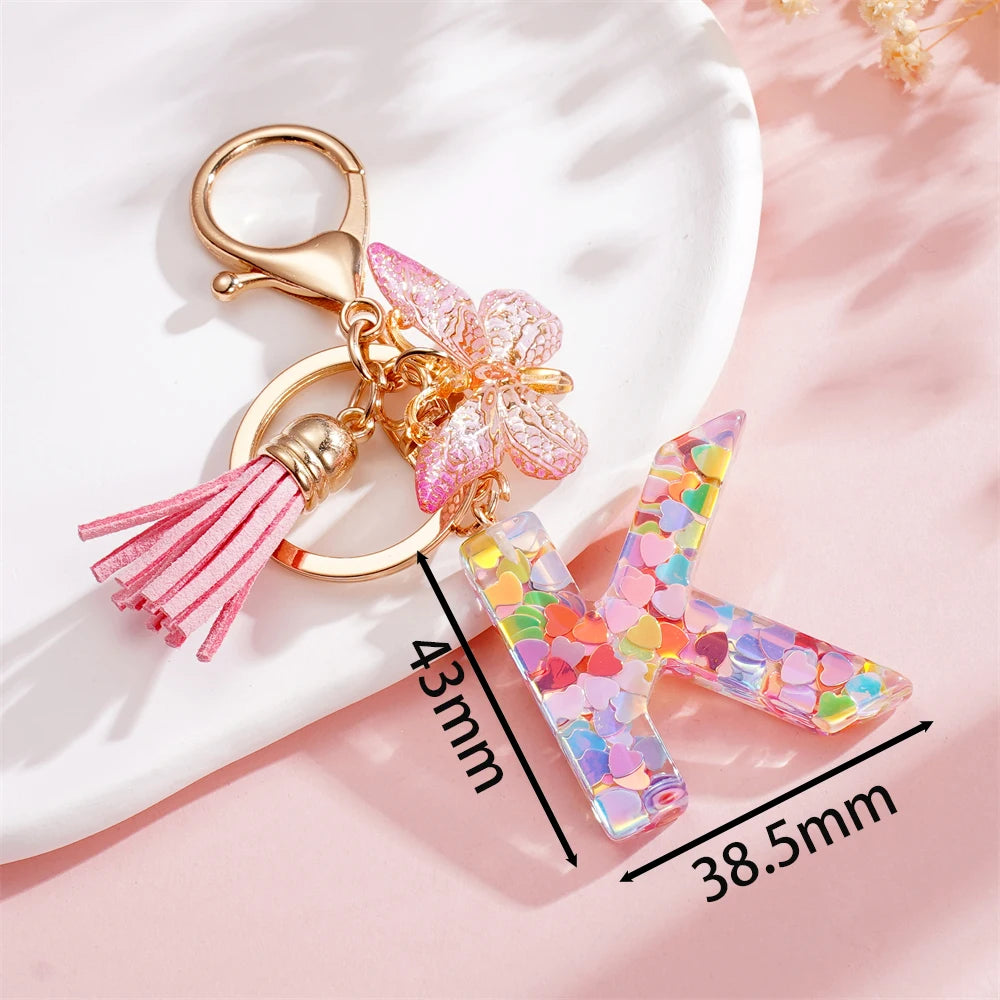 A-Z Letter Pendant Keychain - Tassel Key Ring Charm for Women & DIY Jewelry Making