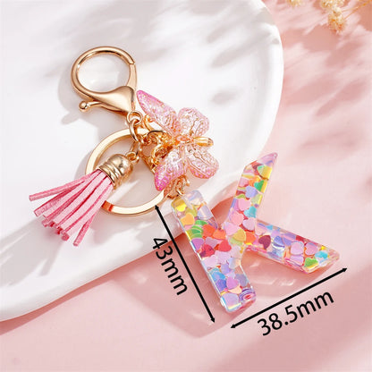 A-Z Letter Pendant Keychain - Tassel Key Ring Charm for Women & DIY Jewelry Making