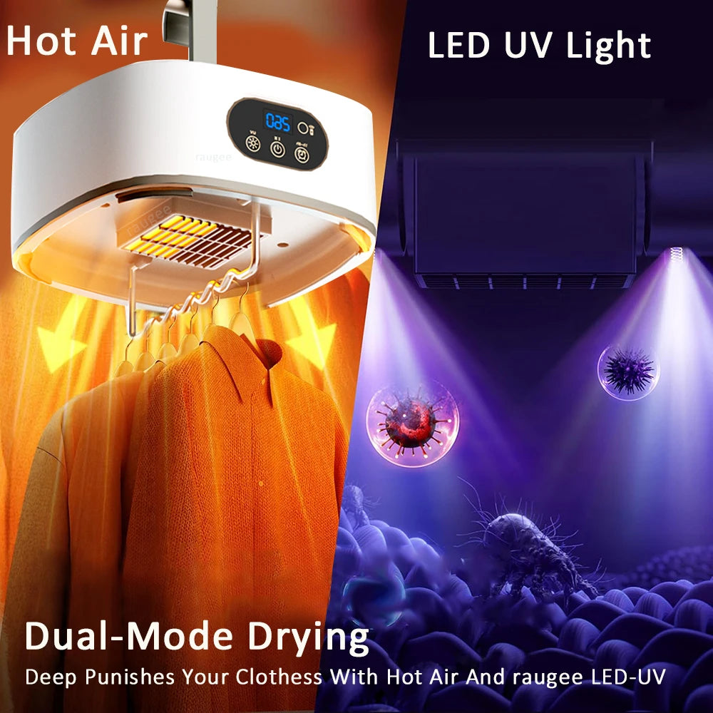 Portable Electric Clothes Dryer - Foldable Heated Laundry Drying Machine with Timer and Remote Control