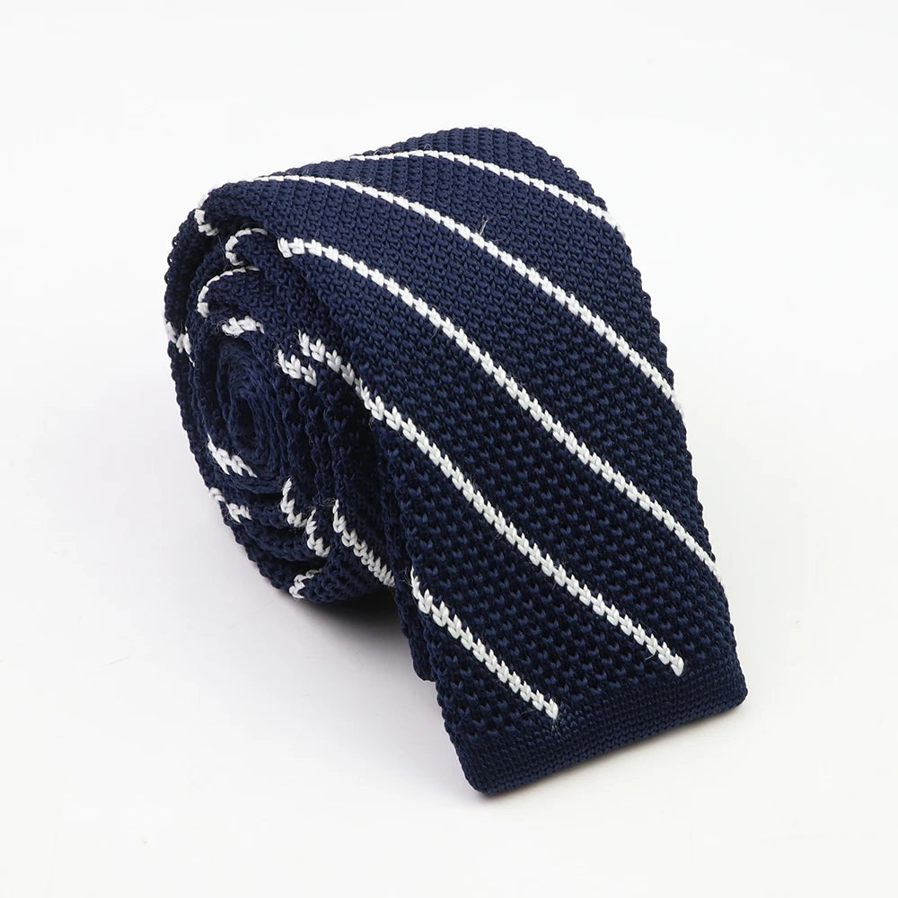 Classic Knit Neck Tie for Men — 6cm Plaid & Dots Casual Business Wedding Tie