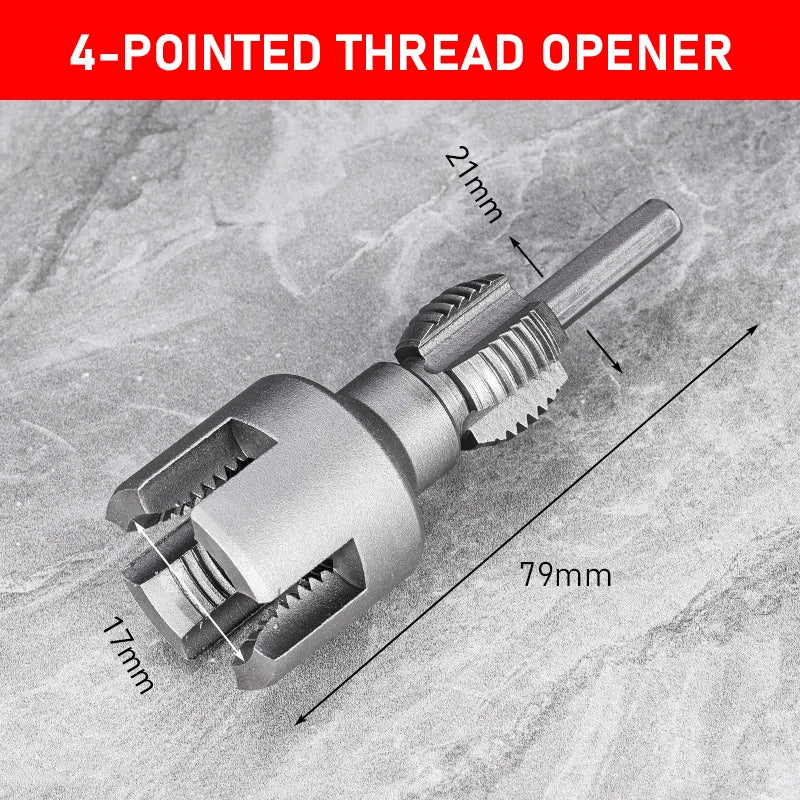 High-Speed DN15/DN20 Pipe Threading Tool – Double-Ended Internal & External Cutter for Electric Drill, 4/6 Point Water Pipe Work