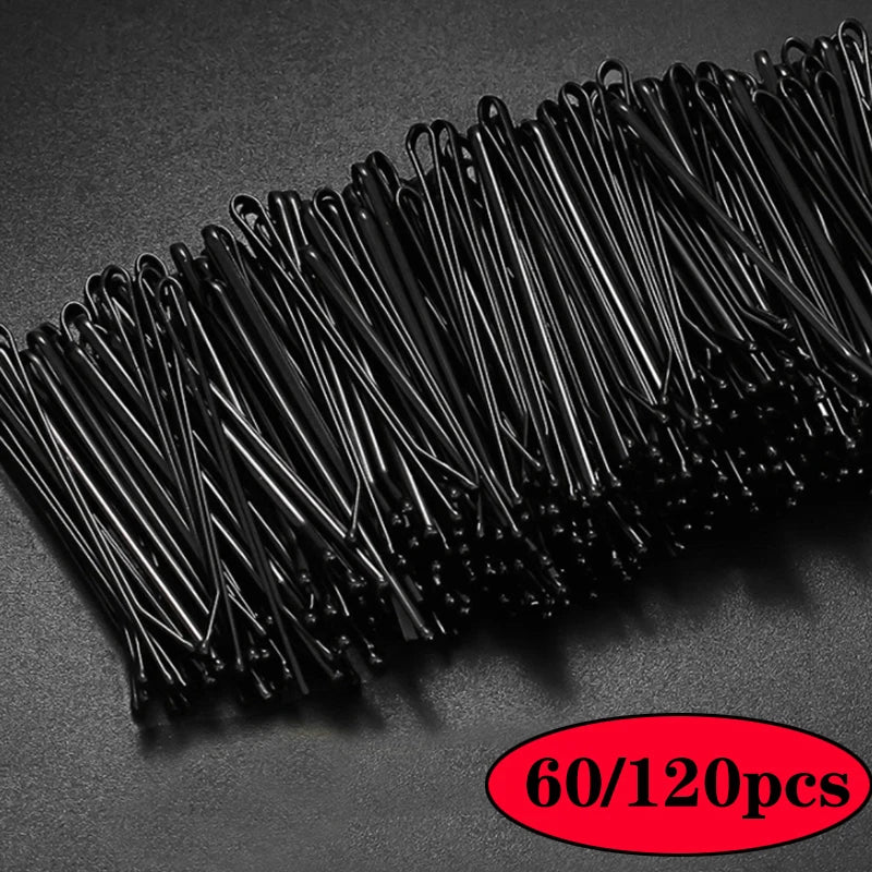 60/120pcs Black Hairpins for Women - Invisible Bobby Pins, Curly Wave Hair Clips, Bride & Lady Hairgrips