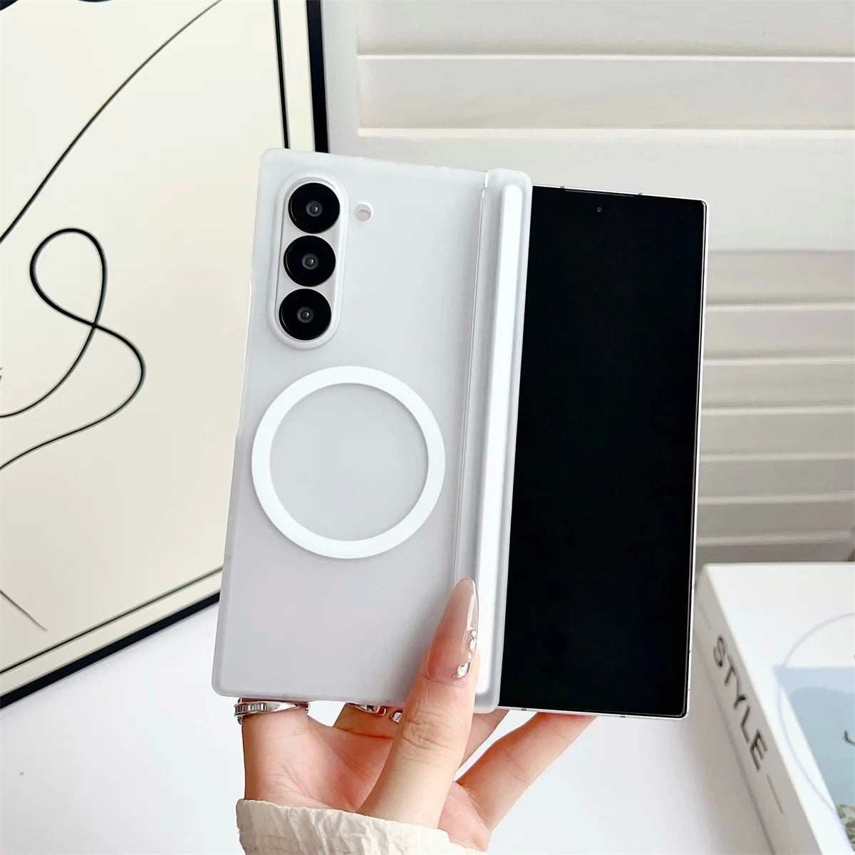 Magnetic Frosted Case for Samsung Galaxy Z Fold 7/6/5/4 with Wireless Charging & Hinge Protection