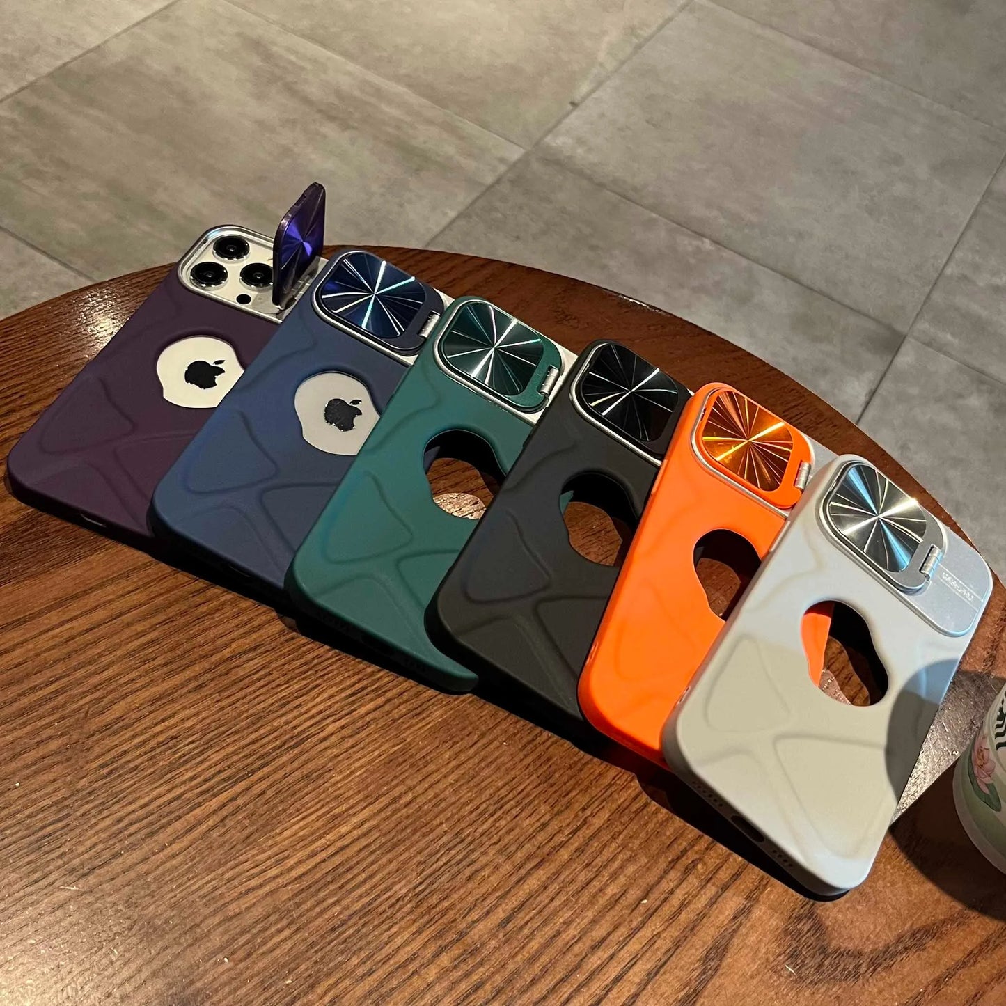 Fashion Logo Hole Magnetic Case for iPhone 11-15 Pro Max Plus - Lens Protection, Flip Bracket, MagSafe Silicone Soft Cover