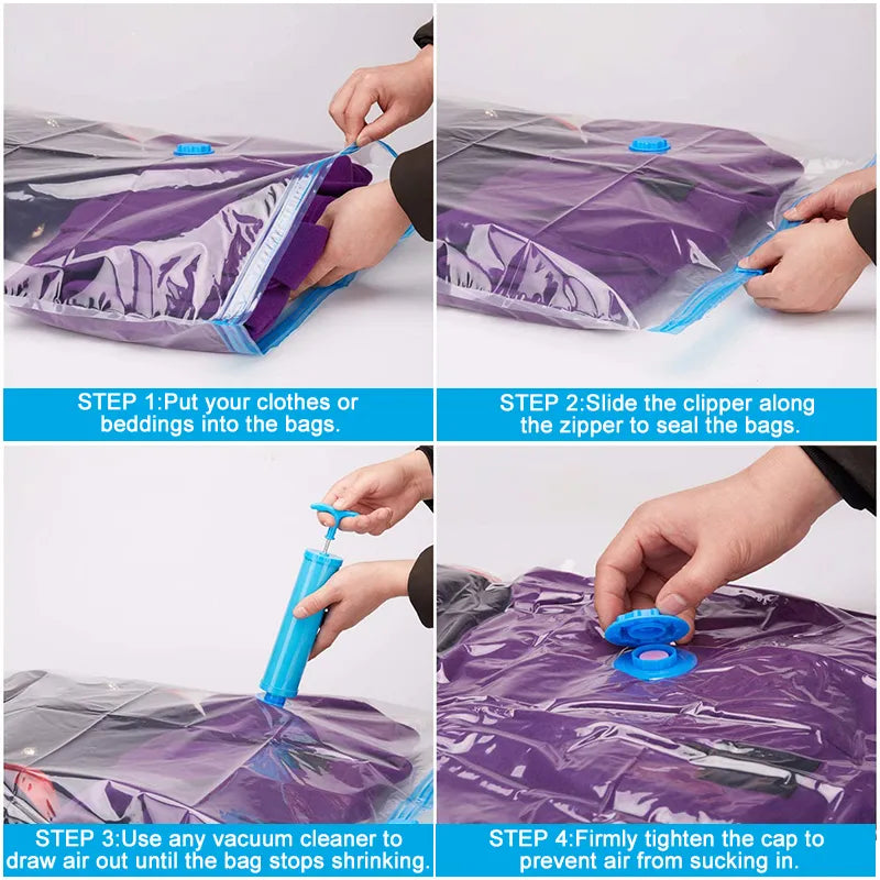 5Pcs Vacuum Storage Bags - Space Saving Bags for Comforters, Clothes, Pillows, and Bedding