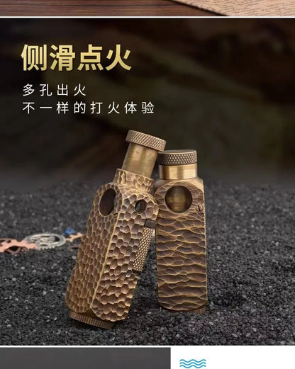 Handmade Brass Carved Trench Kerosene Lighter – Vintage Flamidor Gasoline Lighter, Heavy Men's Smoking Gift Collection