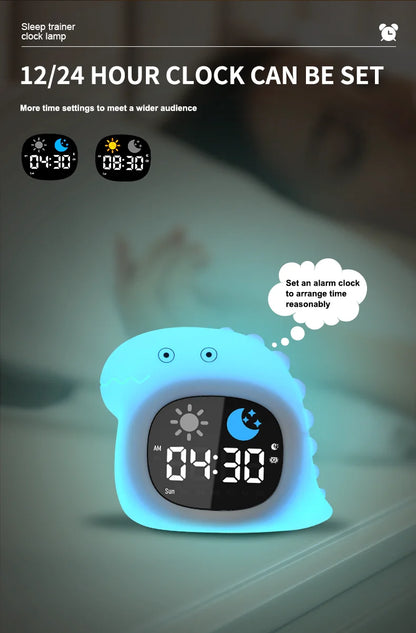 Cat Night Light Alarm Clock – LED Musical Sleep Training Clock for Kids & Babies