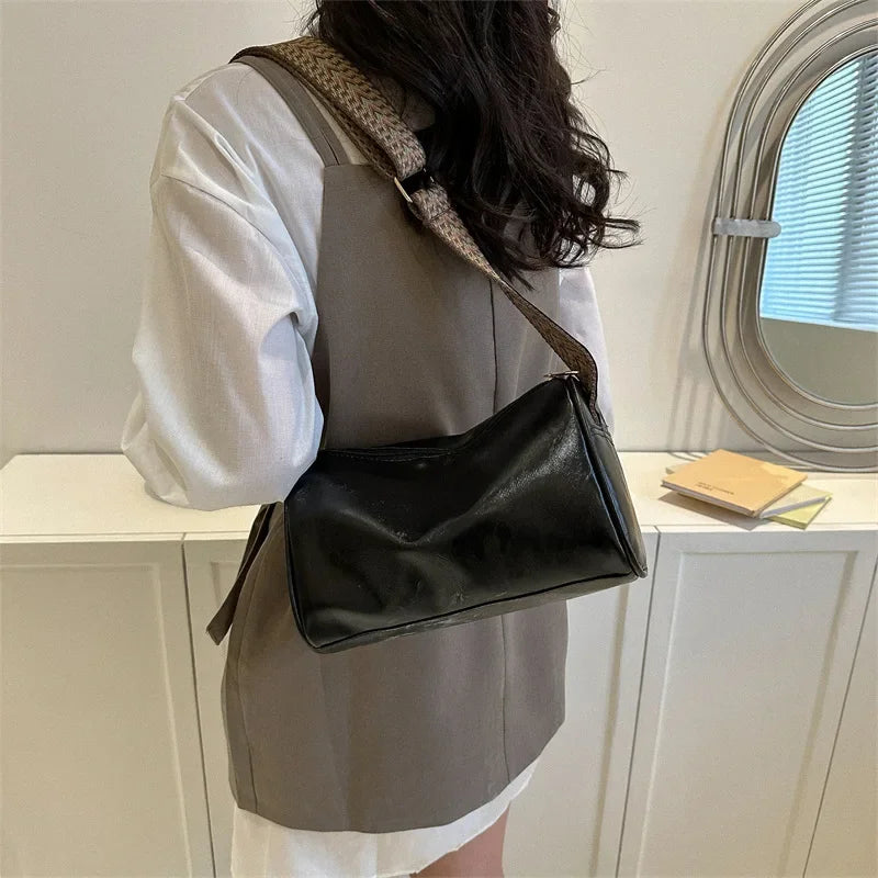Vintage PU Leather Boston Handbag – Small Women’s Crossbody Purse for Casual Travel & Fashion