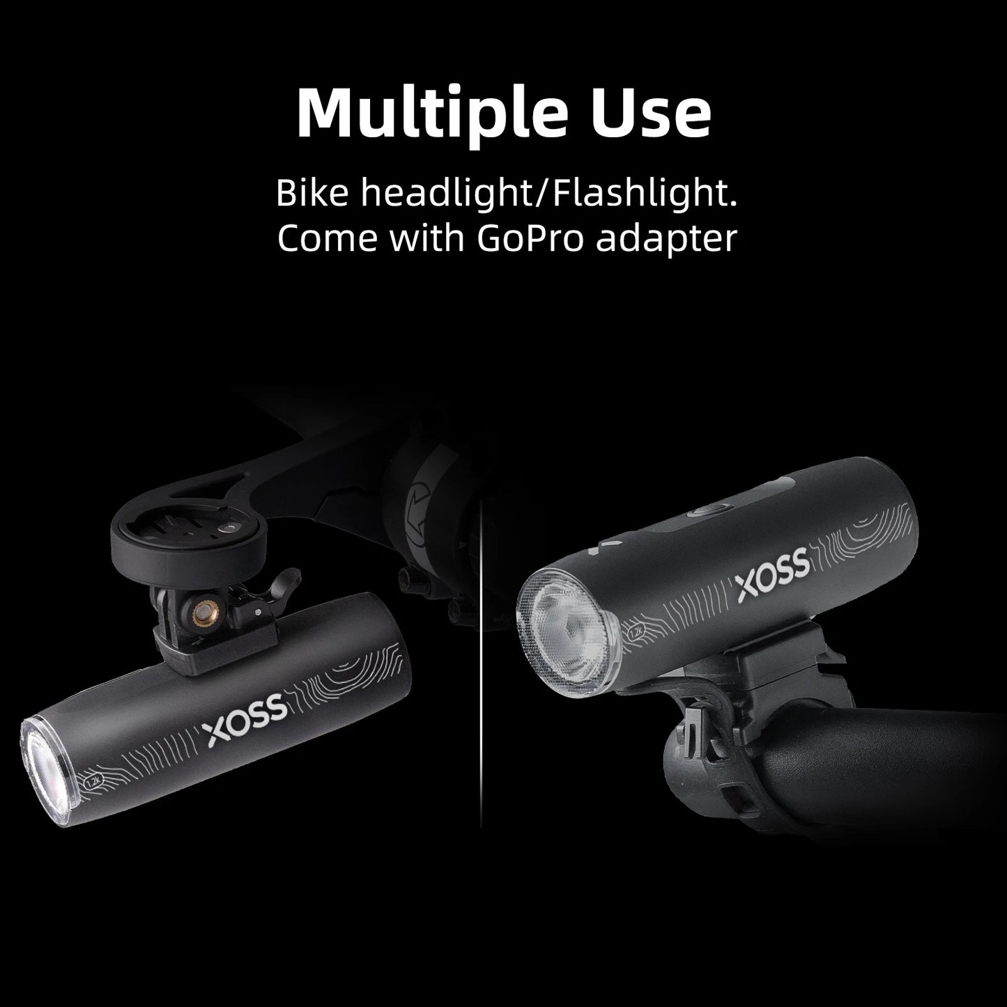 XOSS XL1200 Bike Light – 1200 Lm Waterproof Headlight, Type-C Rechargeable Front Lamp, Aluminum Ultralight Bicycle Flashlight