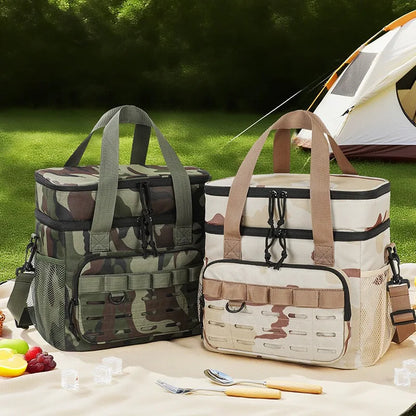 Camouflage Insulated Picnic Lunch Bag – Large Capacity Oxford Cloth Cooler Bag for Outdoor Travel & Food Fresh Keeping