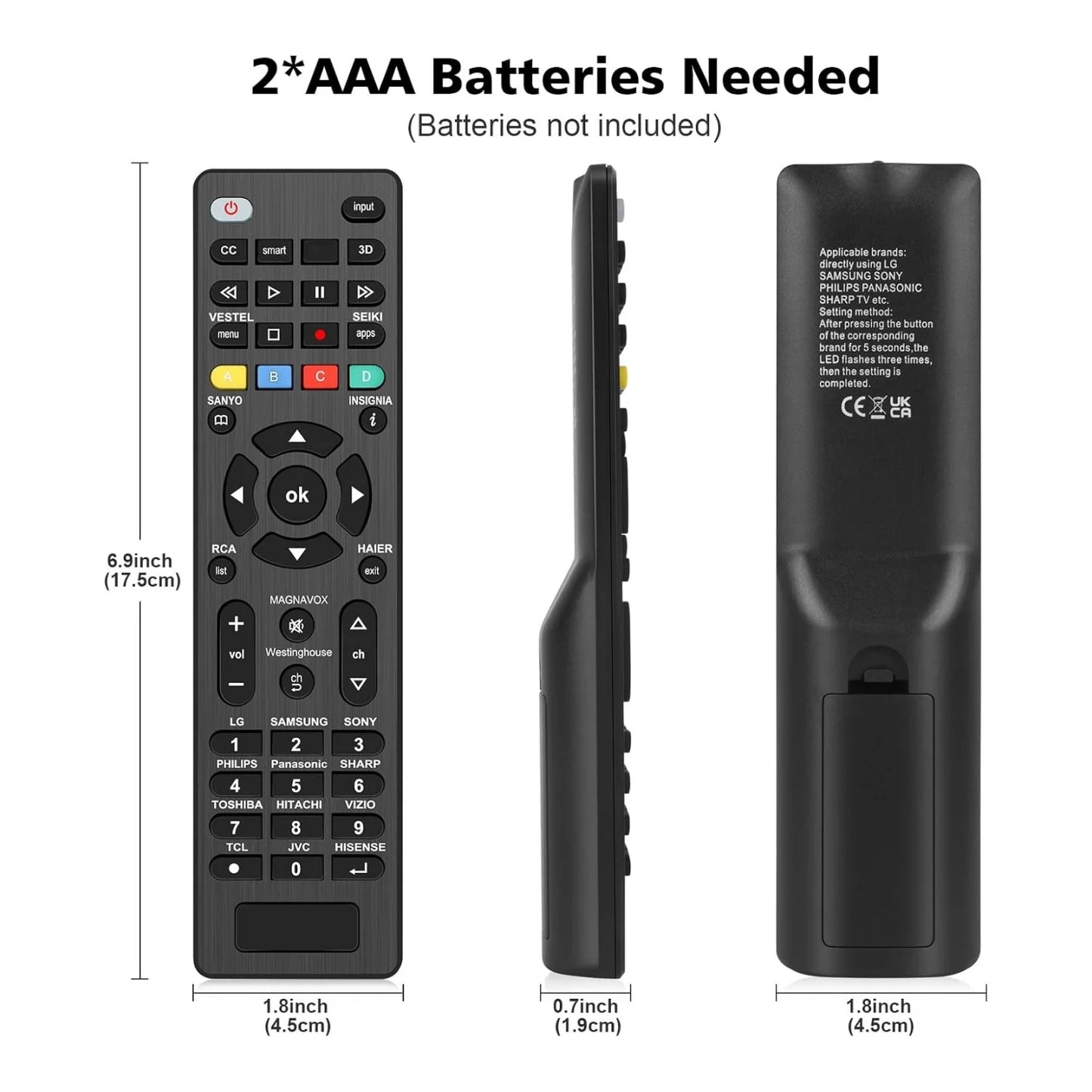 Universal G006 TV Remote Control - Replacement Remote for LG & Multiple TV Brands