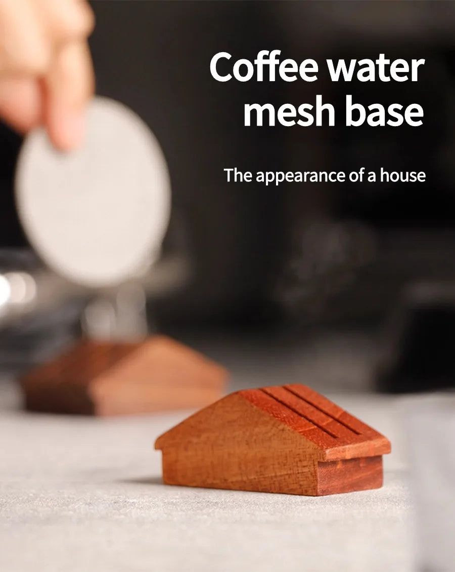 58mm Walnut Coffee Filter Screen Holder – Reusable Mesh Puck Screen for Espresso Machine Barista Use