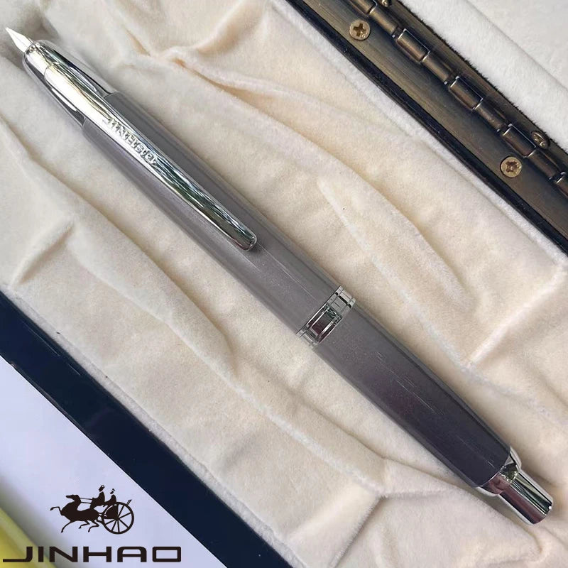 Jinhao 10 Metal Fountain Pen – Press-Out Nib, Retractable Fine Nib with Ink Converter