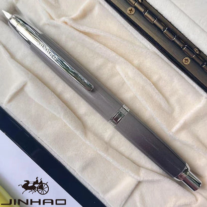 Jinhao 10 Metal Fountain Pen – Press-Out Nib, Retractable Fine Nib with Ink Converter