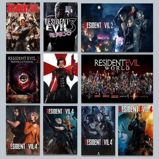 Resident Evil 2, 3 & 4 Vintage Canvas Poster – Classic Video Game Wall Art for Gamer Room Decor