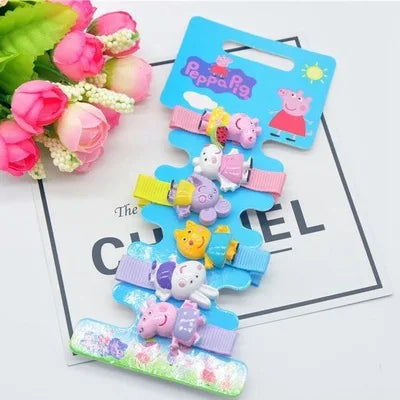 Peppa Pig Hairpins & Hair Rope Set – Kawaii Peppa Pig & George Bb Clips for Girls, Children’s Accessories for Students