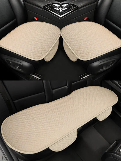 Universal Linen Car Seat Cushion - All-Season Driver Seat Cover with Small Waist Support