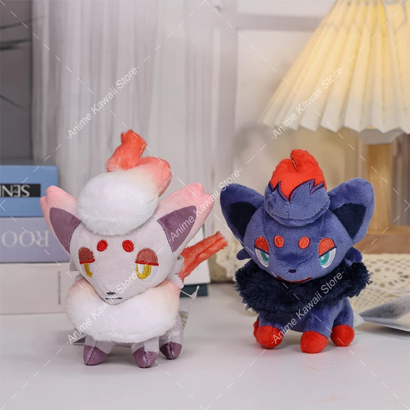 Hisuian Zorua Plush Doll – Cute Pokémon Stuffed Animal, Car Key Holder & Backpack Pendant, Xmas Gift for Students
