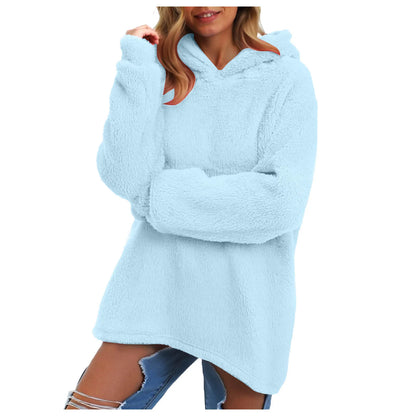 Women's Winter Fleece Hoodie - Warm Soft Fluffy Harajuku Streetwear Pullover
