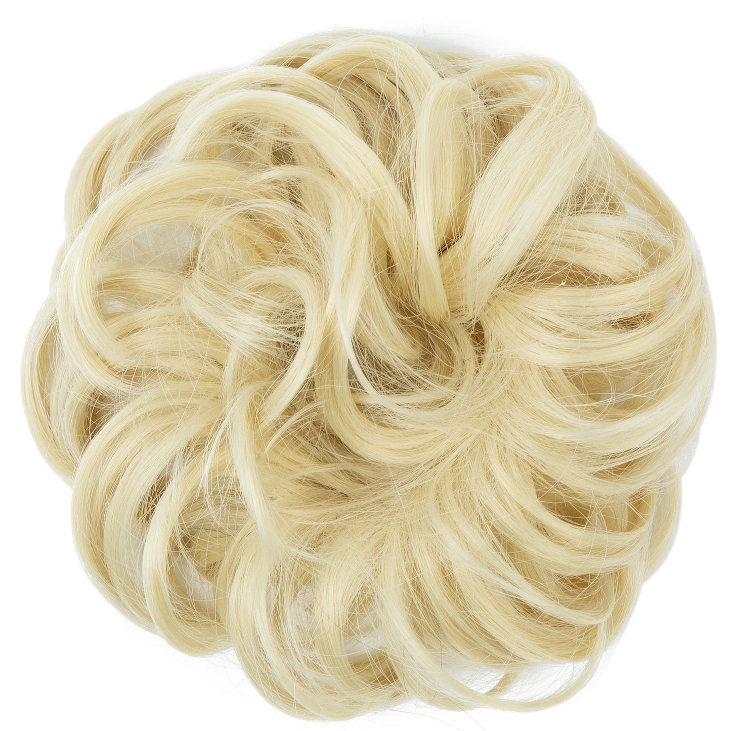 Synthetic Messy Hairpiece Chignon Scrunchie – Blonde & Brown Donut Bun for Women, Elastic Daily Use Hair Extension H9