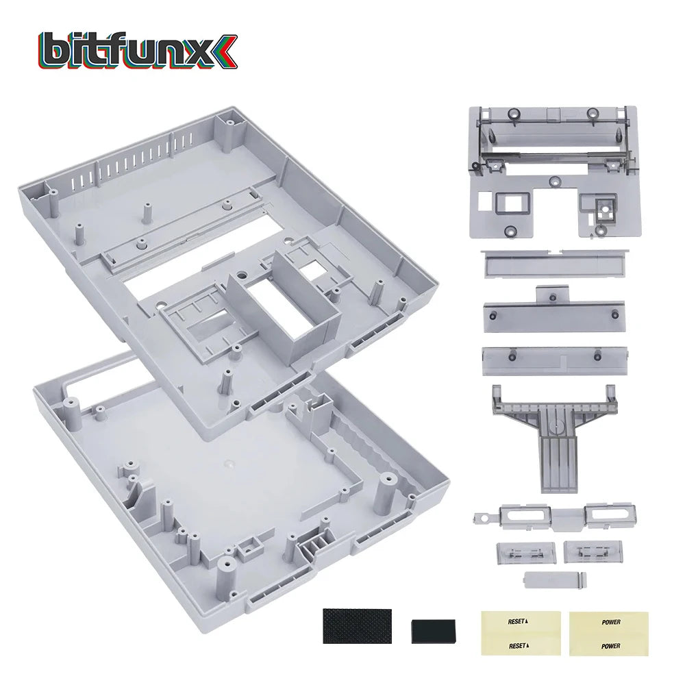 Bitfunx SNES Replacement Shell – Transparent Black Case for Nintendo SNES SFC US Version Retro Gaming Console