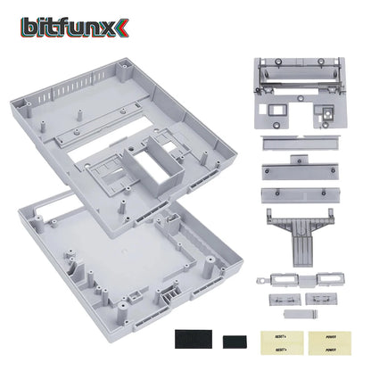 Bitfunx SNES Replacement Shell – Transparent Black Case for Nintendo SNES SFC US Version Retro Gaming Console