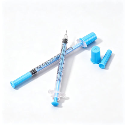 U-100 Insulin Syringes - 1ml Sterile Disposable Injection Tools in Purple, Pink, Blue, Green, Orange & Black for Beauty Machines
