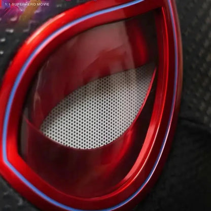1:1 Miles Morales Spider-Man Mask with Movable Eyes – Electric Ring Control Gwen Style Cosplay Helmet for Halloween Costume and Collectible Gift Toy
