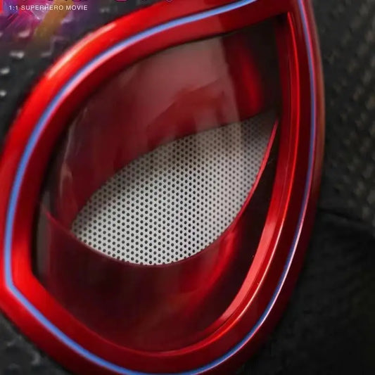 1:1 Miles Morales Spider-Man Mask with Movable Eyes – Electric Ring Control Gwen Style Cosplay Helmet for Halloween Costume and Collectible Gift Toy