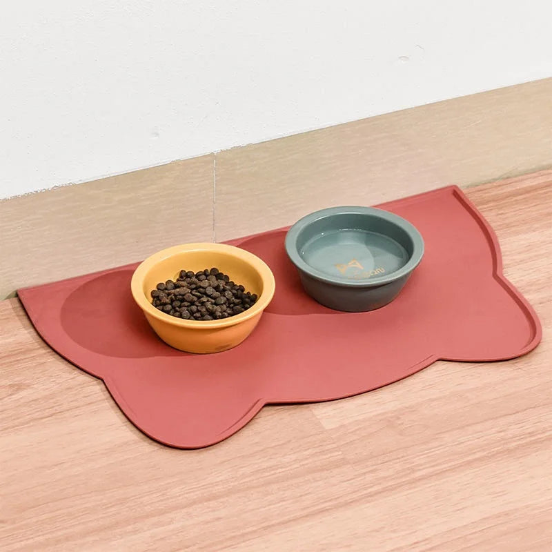 Non-Stick Waterproof Silicone Pet Feeding Mat: Dog & Cat Bowl Pad for Clean Feeding - Puppy Feeder Tray with Water Cushion Placemat