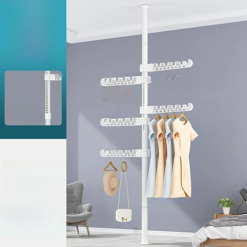 High-Bearing Floor-to-Ceiling Clothes Drying Rod — Indoor Hanging Rack, No Drilling Required