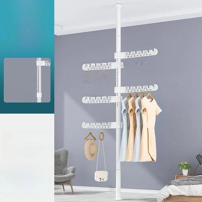 High-Bearing Floor-to-Ceiling Clothes Drying Rod — Indoor Hanging Rack, No Drilling Required