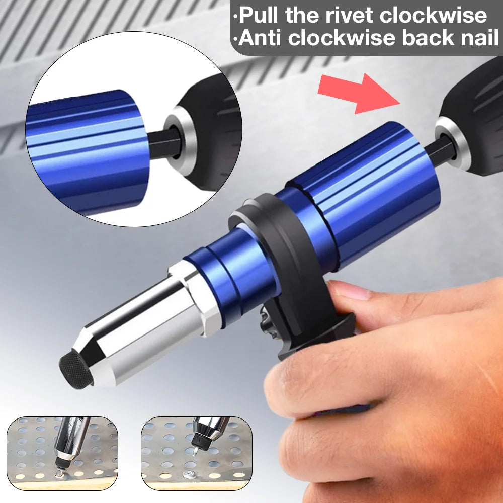 Electric Rivet Gun Kit – Portable 2.4mm-4.8mm Rivet Nut Tool with Drill Adapter, Wireless & Plug-in Home Riveting Set
