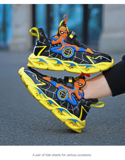 Disney Boys LED Shoes – Cartoon Sports Sneakers with Non-Slip Leather, Size 25-35, Perfect for Running