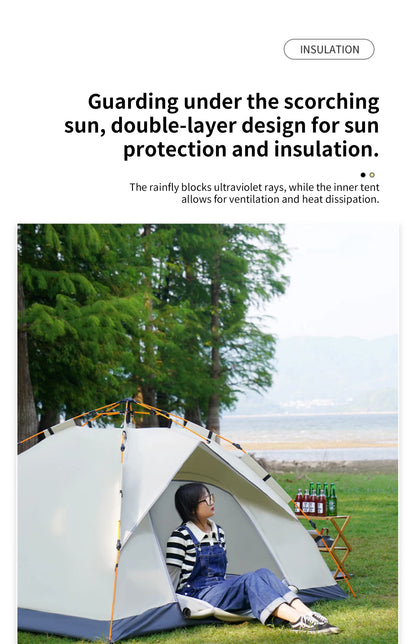Outdoor Folding Tent – Fully Automatic Quick Open, 3-4 Person Self-Driving Camping Tent, Rain & Sun Proof, Portable