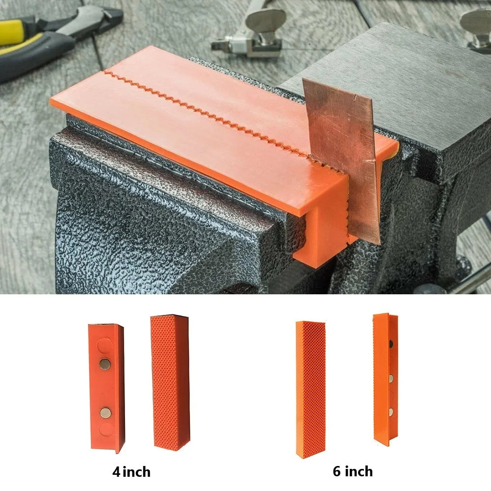 2PCS Magnetic Soft Jaw Pads – 4/5/6 Inch Rubber Pads for Metal Vise Bench Machine Tools