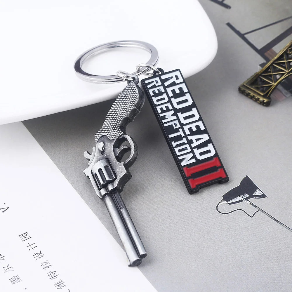 Red Dead Redemption 2 Arthur Morgan Revolver Keychain - Game-Inspired Bag Charm and Cosplay Gift for Fans