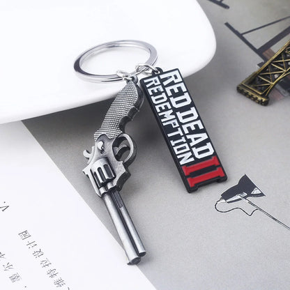 Red Dead Redemption 2 Arthur Morgan Revolver Keychain - Game-Inspired Bag Charm and Cosplay Gift for Fans